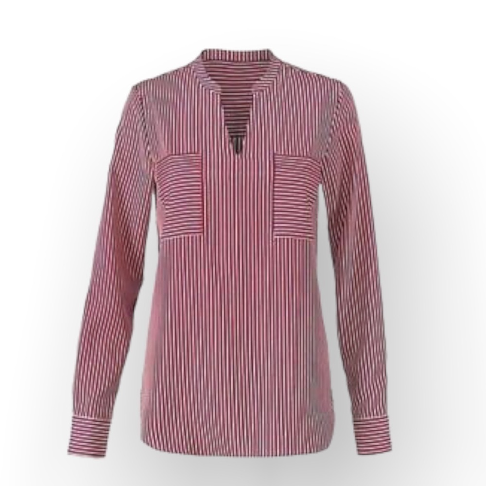 Cabi Franklin Stripe  Split Neck Blouse